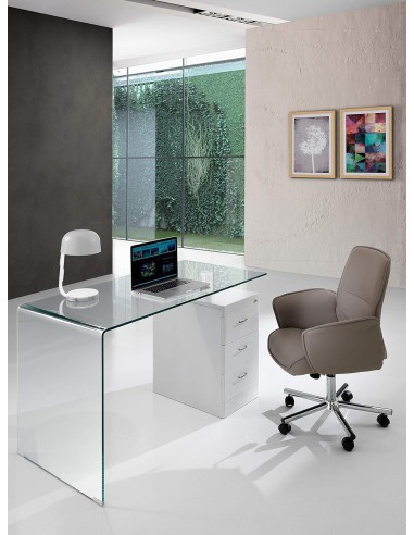 bureau chase 125x65x75 3 tiroirs laque blanc