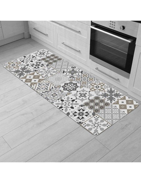 tapis rectangle 45 x 120 cm mousse imprimee salou naturel