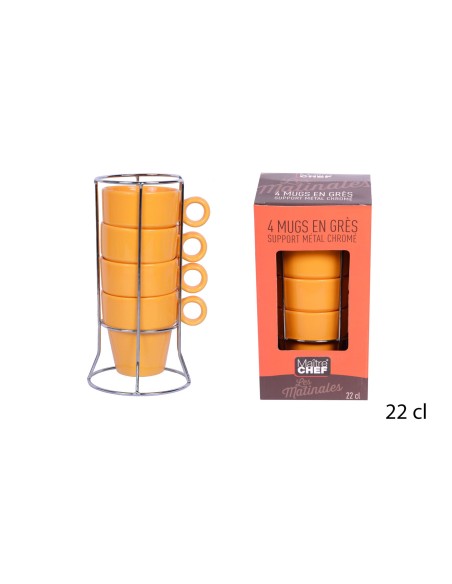 gresmu045 - 4 mug empilable moutarde 22cl/rack- gres