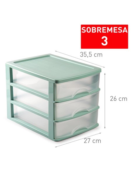 11124t2-bloc de rangement bureau 3 tiroirs verde 441 f18 jar