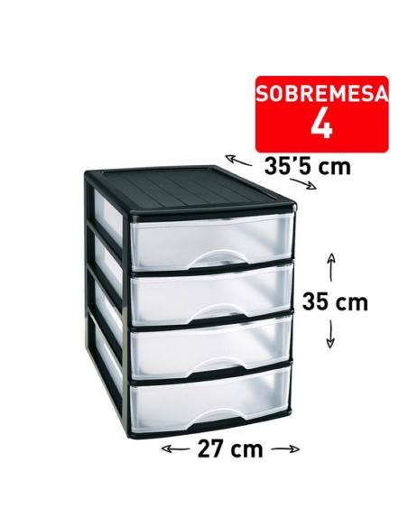 1116802 - bloc de rangement bureau 4 tiroirs noir