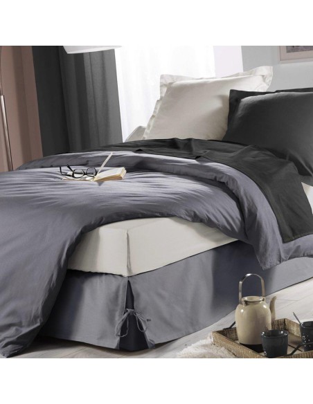 1642823 - cache sommier nouettes 160 x 200 cm panama polycoton sommina gris