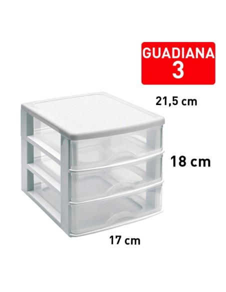 1124701-bloc de rangement guadiana 3 tiroirs blanc