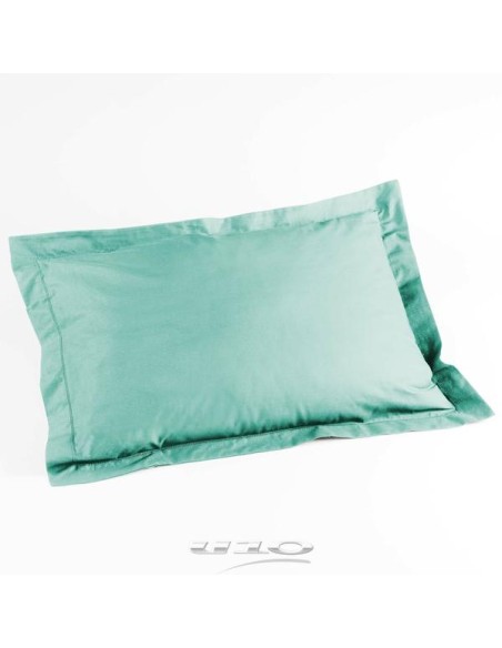 1642625-taie d'oreiller volant plat 50 x 70 cm uni 57 fils lina menthe +point bo