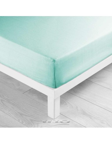 1642657-drap housse 2 personnes 180 x 200 cm uni 57 fils lina menthe