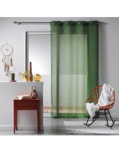 1625858-panneau a oeillets 140 x 240 cm voile sable pompons galoni vert