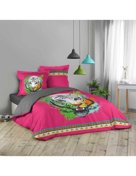 1642858-parure 3 p. 240 x 220 cm imprime 42 fils dessin place tigresse