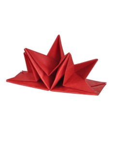 6sej761ro - set de 12 serviettes pre pliees en papier 3 plis 40*60cm rouge