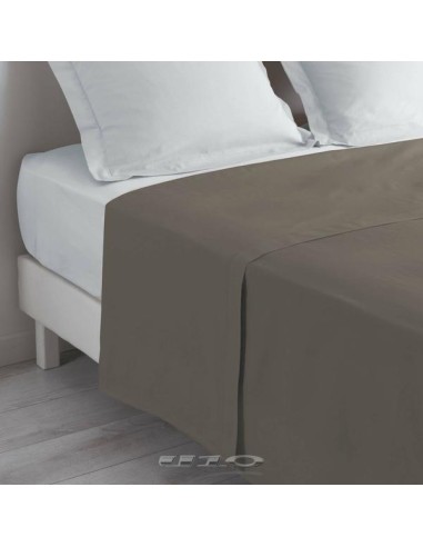 drap plat 2 personnes 240 x 300 cm uni 57 fils lina noisette + point bourdon