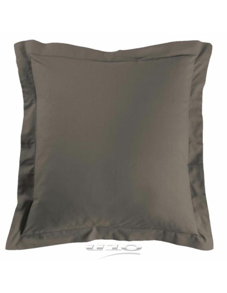1640691-taie d'oreiller volant plat 63 x 63 cm uni 57 fils lina noisette + point