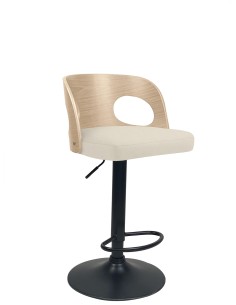 tabouret cresno beige + bois clair avec pieds noir mat
