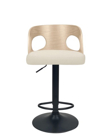 tabouret cresno noir + bois foncé avec pieds noir mat