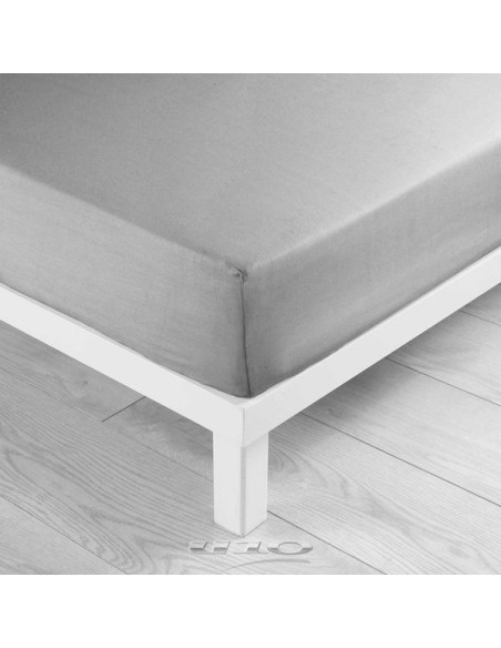 drap housse 2 personnes 160 x 200 cm uni 57 fils lina galet