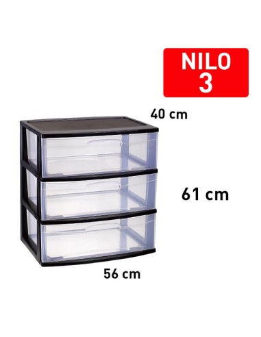 1214202 - bloc de rangement nilo 3 tiroirs noir