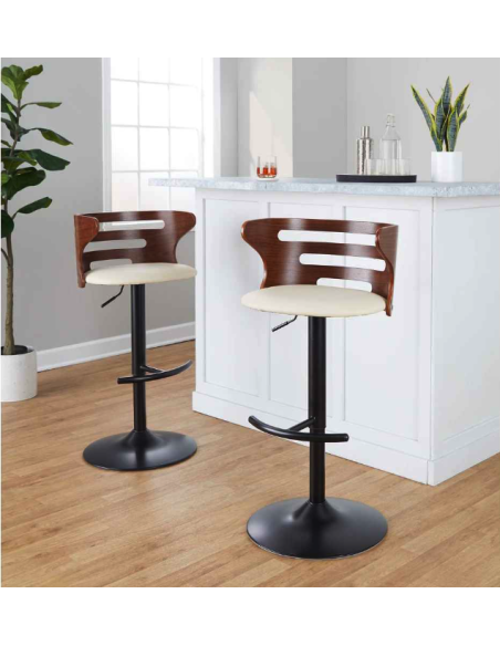 tabouret cluizel natural beige fabric beige / bois clair / pieds noir