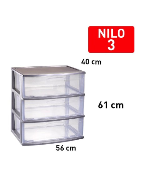 1214212 - bloc de rangement nilo 3 tiroirs argent