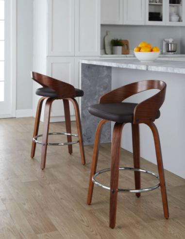 tabouret fouquet beige + bois clair avec pieds noir mat