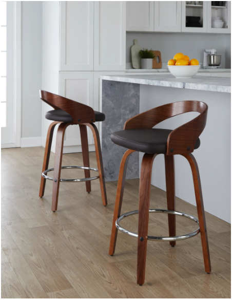 tabouret fouquet beige + bois clair avec pieds noir mat