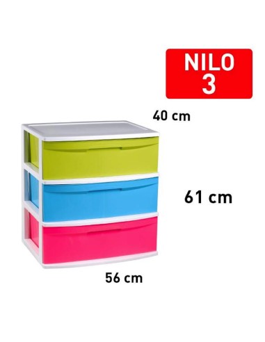 1214258 - bloc de rangement nilo 3 tiroirs blancolor