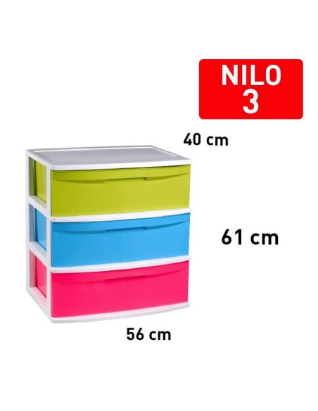 1214258 - bloc de rangement nilo 3 tiroirs blancolor