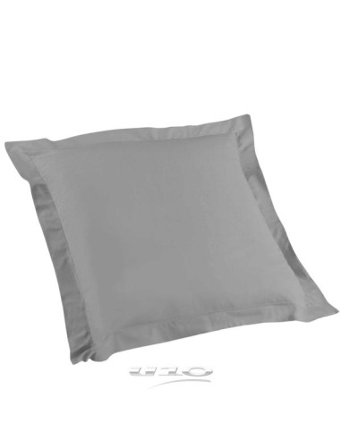 taie d'oreiller volant plat 63 x 63 cm uni 57 fils lina galet +point bourdon