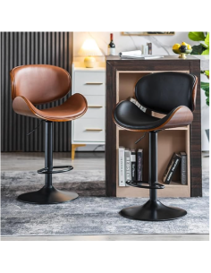 tabouret marcolini beige  + bois clair avec pieds noir mat