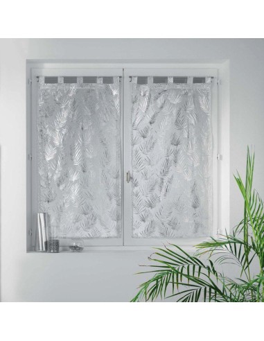 1626242-paire droite passants 2x60x160 cm voile sable imp. metallise kolza blanc