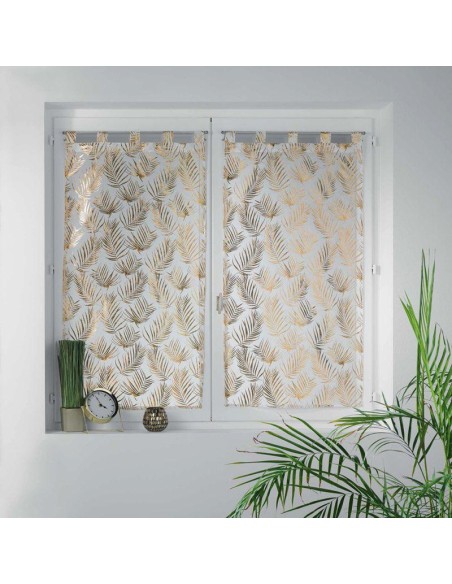 1626241-paire droite passants 2x60x160 cm voile sable imprime metallise kolza bl