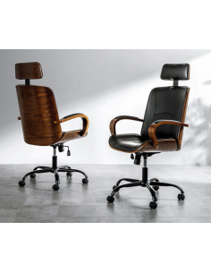 chaise de bureau criollo beige + bois clair avec pieds noir mat