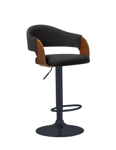 tabouret trinitario beige + bois clair avec pieds noir mat