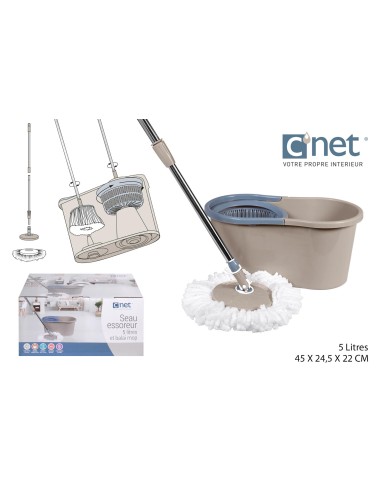 seaues009 - seau essoreur + mop microfibre