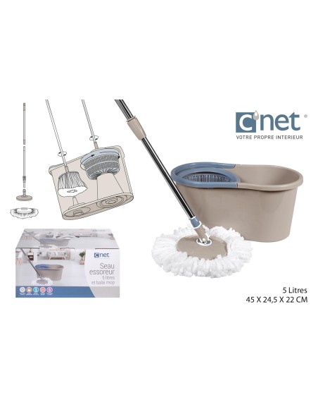 seaues009 - seau essoreur + mop microfibre