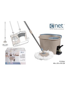 seaues010 - seau essoreur a pedale + mop microfibre