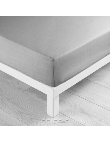 drap housse 2 personnes 180 x 200 cm uni 57 fils lina galet