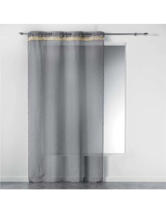 1408295-panneau a oeillets 140 x 240 cm voile sable+franges frangy gris