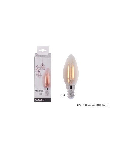 ampoam001 - ampoule led bougie ambree e14 2w