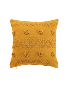 1608727-coussin dehous. compr. pompons 40 x 40 cm coton alenia jaune