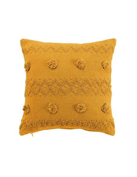 1608727-coussin dehous. compr. pompons 40 x 40 cm coton alenia jaune