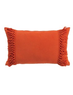 1608706-coussin dehous. compr. franges 30 x 50 cm coton salma orange