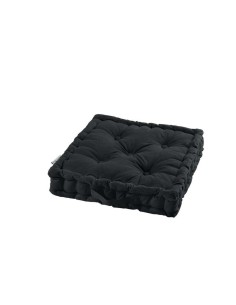1608734-coussin de sol 45 x 45 x 10 cm coton uni panama noir