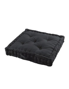 1608747-coussin de sol 60 x 60 x 10 cm coton uni panama noir