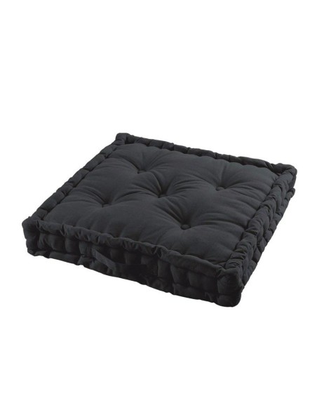 1608747-coussin de sol 60 x 60 x 10 cm coton uni panama noir