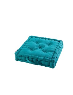 coussin de sol 45 x 45 x 10 cm coton uni panama bleu