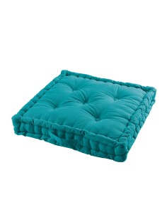 coussin de sol 60 x 60 x 10 cm coton uni panama bleu