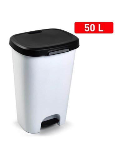 1211601 - poubelle avec pedale black 50l blanc