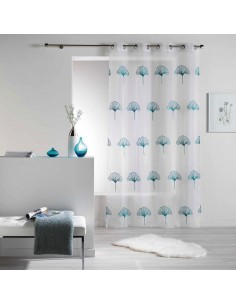 1625786-panneau a oeillets 140 x 240 cm voile brode ginko bleu