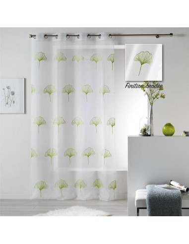 1625787-panneau a oeillets 140 x 240 cm voile brode ginko vert