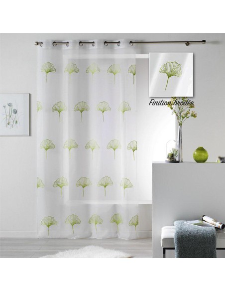 1625787-panneau a oeillets 140 x 240 cm voile brode ginko vert