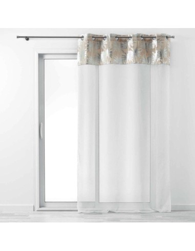 1626474-panneau a oeillets 140 x 240 cm voile sable+top imp metallise palmy shin