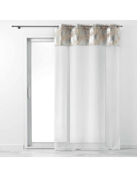 1626474-panneau a oeillets 140 x 240 cm voile sable+top imp metallise palmy shin